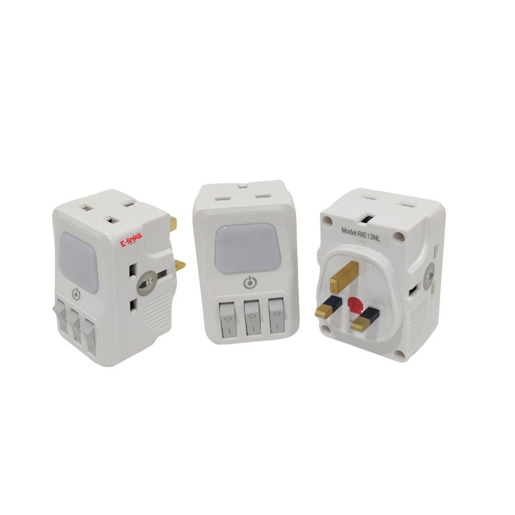 13A UNIVERSAL ADAPTOR W/N LAMP RIE13NL  SOCKETS
