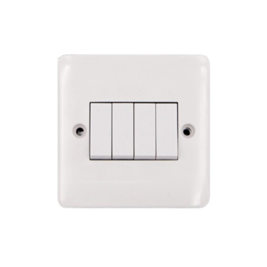 E-LINKS 4GANG 1WAY SWITCH VK0280  WHITE