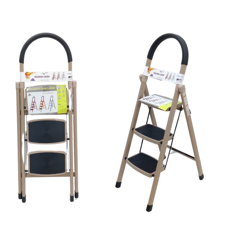 E-LINKS BROWN STEEL LADDER 3STEPS UT3  ONE SIDE