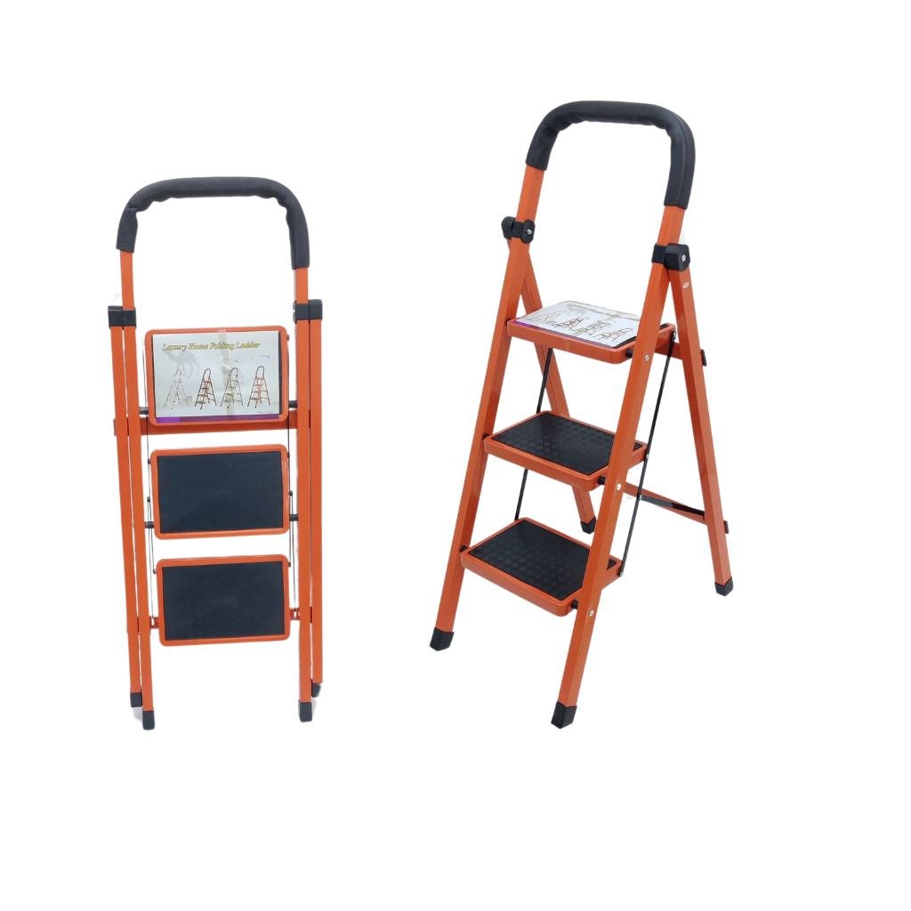 E-LINKS STEEL LADDER 3STEPS ORANGE FT3  ONE SIDE