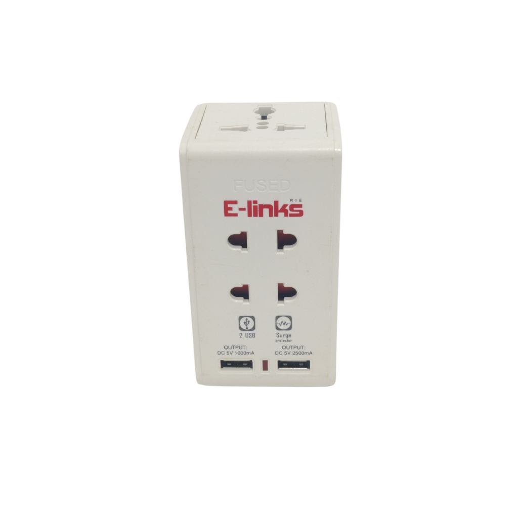 E-LINKS TRAVEL ADAPTOR WITH 2USB PTU78  TRAVEL
