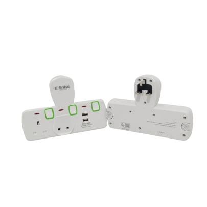 E-LINKS 13A T-SHAPE MULTI ADAPTOR W/2USB 2.1A RIE6122U SOCKETS
